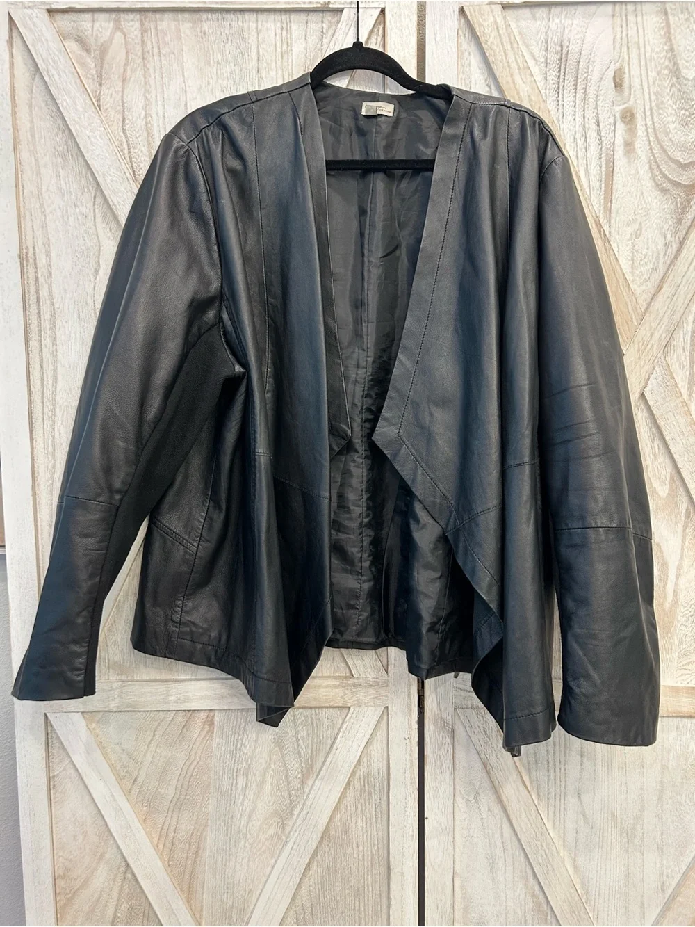 Halogen Black Draped Leather Jacket